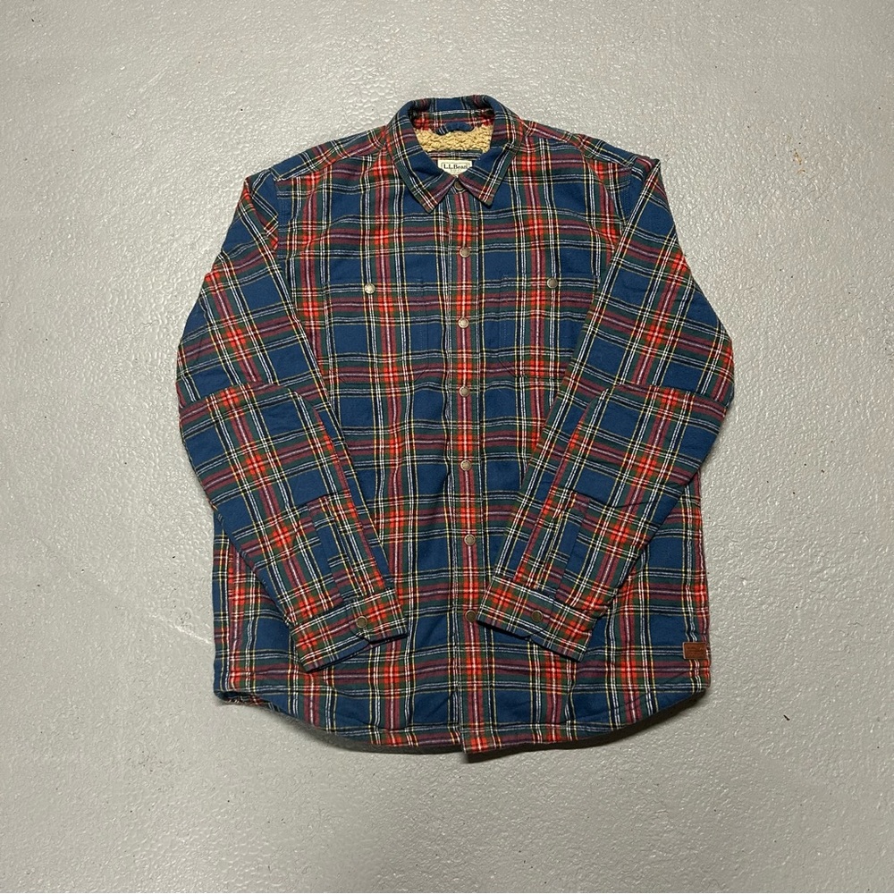 L.L. Bean Men's Casual Plaid Shirt - Navy and Red